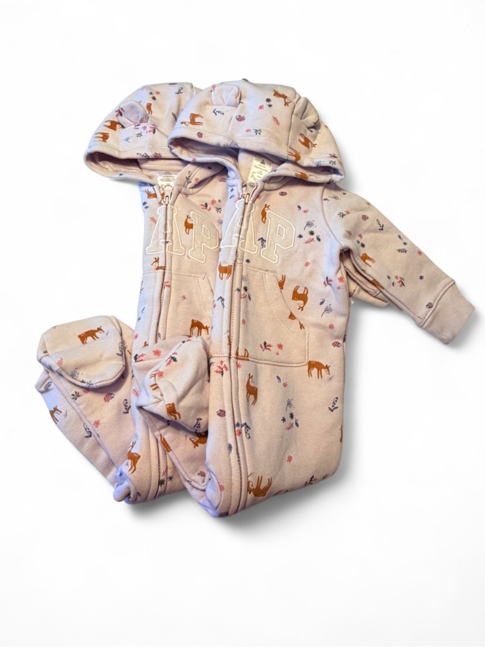 GAP lavender Hooded Baby One-Piece with deer Print